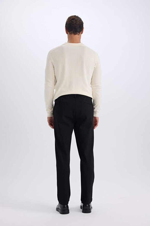 Structured Regular Fit Fabric Trousers Basic Plain with Pockets - 6