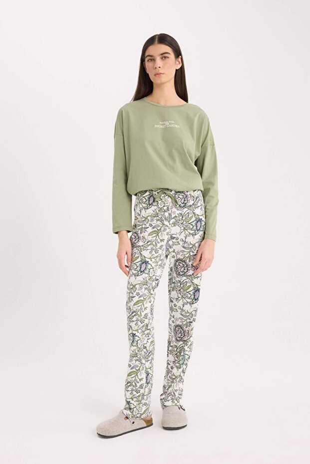 Fall in Love Pijama Takımı Regular Fit Uzun Kollu Baskılı Üst Desenli Uzun Alt E2893AX24AU - 1