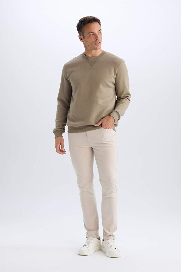 Regular Fit Bisiklet Yaka Kalın Basic Düz Sweatshirt T3777AZ25SP - 2
