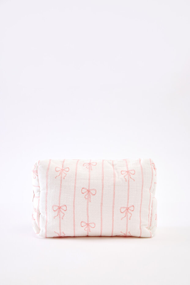 100% Cotton Muslin Care Bag - Ribbon / Pink