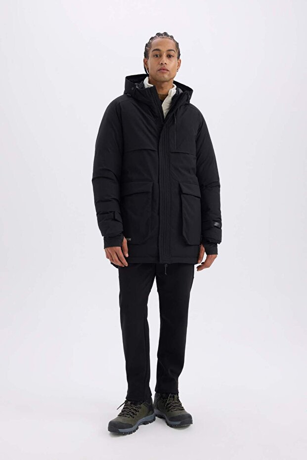 DeFactoFit Su İtici Regular Fit Kapüşonlu Su Geçirmez Parka C6065AX24WN - 3
