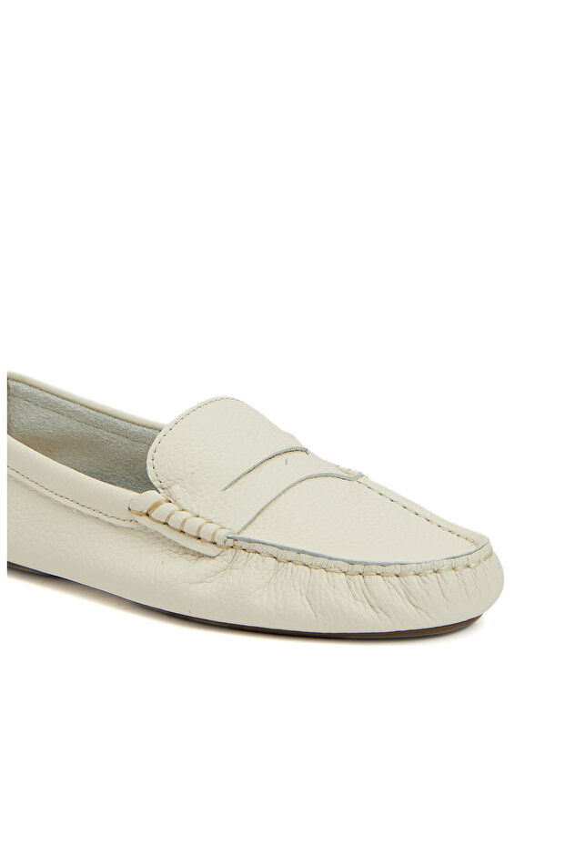Bej Kadın Deri Loafer - 6