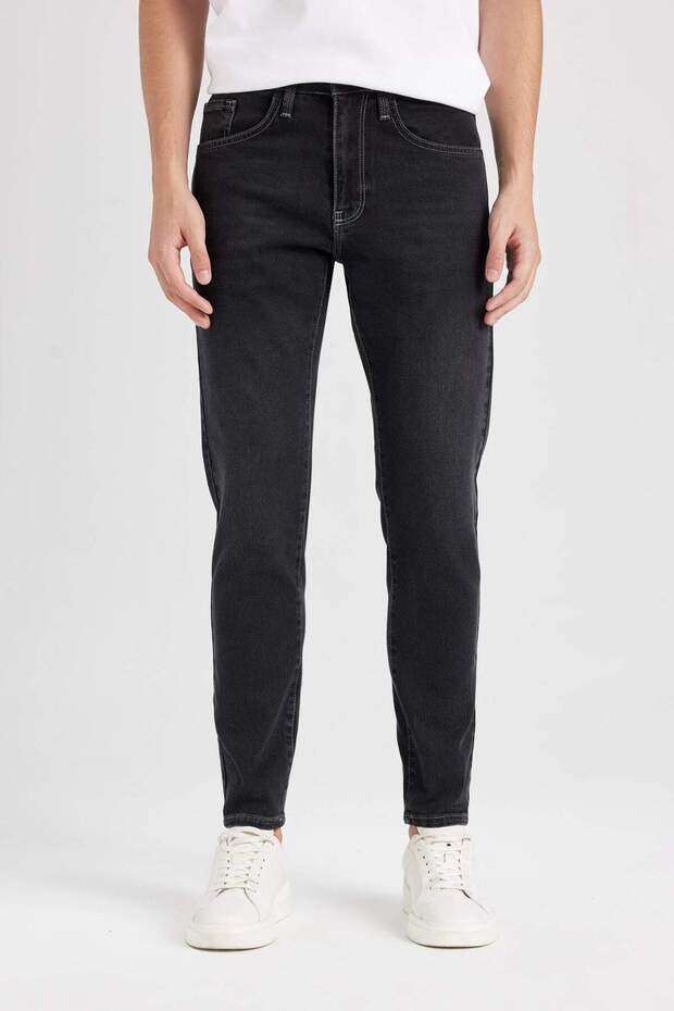 Slim Tapered Fit Dar Kalıp Normal Bel Daralan Paça Jean Pantolon D8748AX25SP - 4