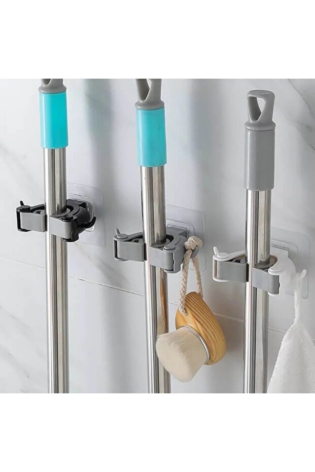 4 Adet Paspas Süpürge Fırça Ve Mop Askısı Sap Tutucu Mutfak Banyo Askı - 2