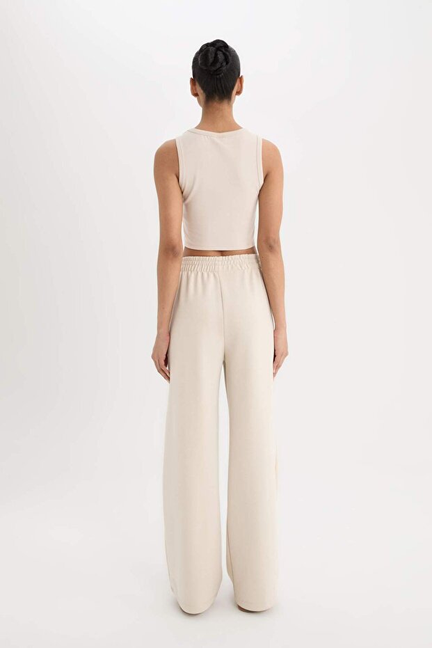 DeFactoFit Wide Leg Geniş Paça Çift Cepli Skuba Dalgıç Kumaş Sporcu Eşofman Altı D8316AX25SP - 5