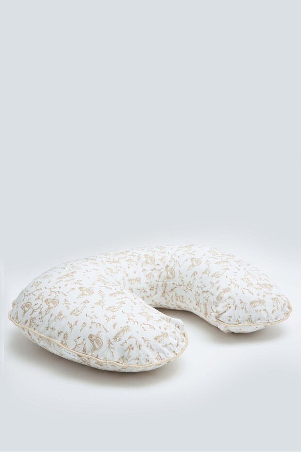 100% Cotton Breastfeeding Pillow - Toile De Jouy/Beige