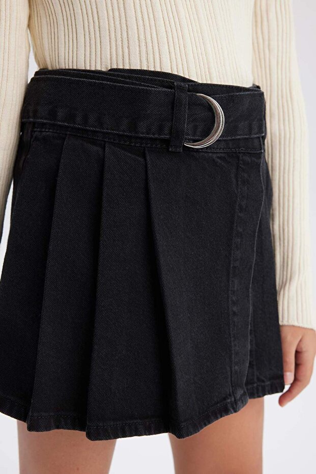 Kız Çocuk Kemerli Jean Şort Etek D7680A825SP - 6