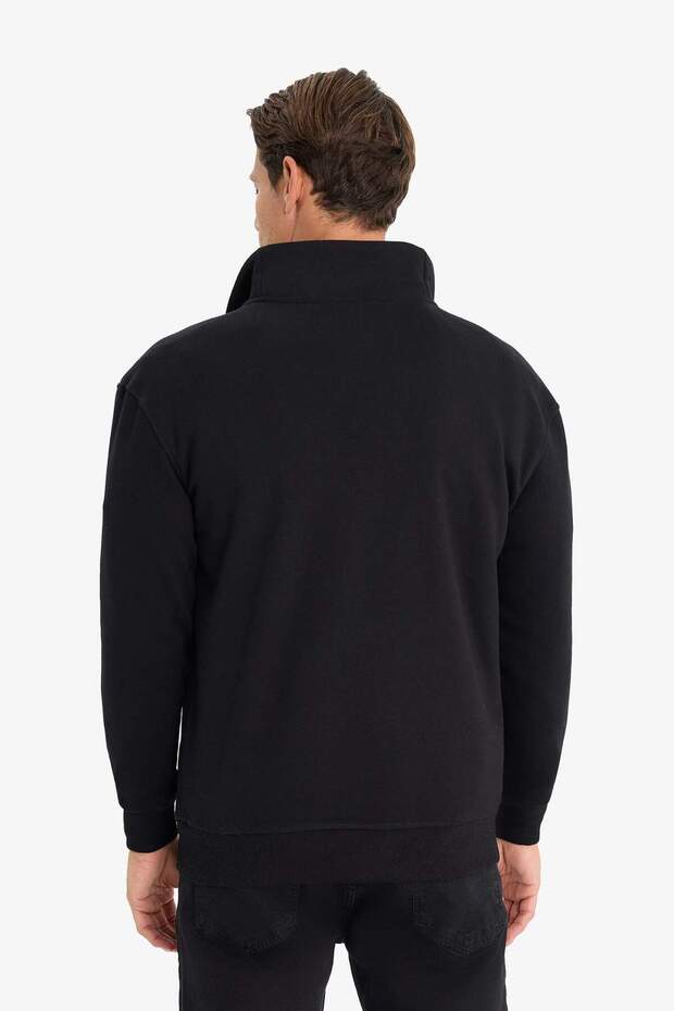 Relax Fit Dik Yaka Fermuarlı Basic Düz Kalın Sweatshirt E5332AX24WN - 6