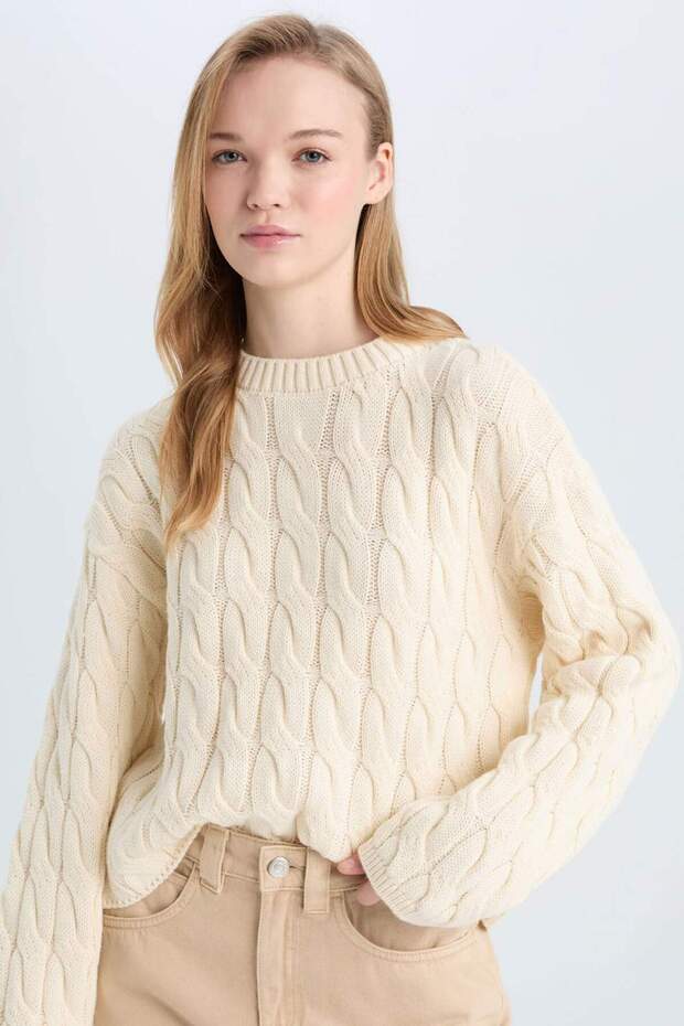 Coool Regular Fit Strickpullover mit Rundhalsausschnitt und Haarstruktur E4604AX25SP - 1