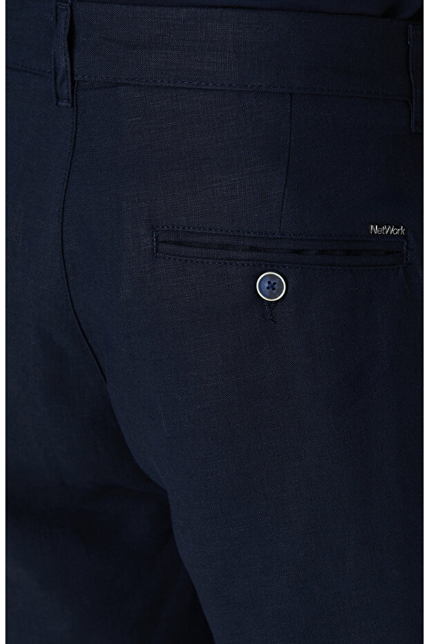 İndigo Keten Chino Şort - 5