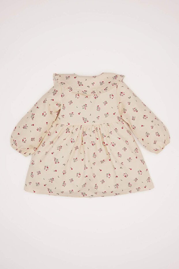 Kız Bebek Çiçekli Uzun Kollu Twill Elbise D9552A525SP - 4