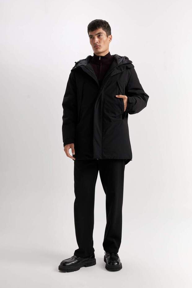 Regular Fit Kapüşonlu Fermuarlı Cepli Mont D5969AX24CW - 2
