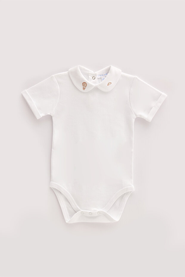 100% Cotton Embroidered Bodysuit - Toile De Jouy / Beige