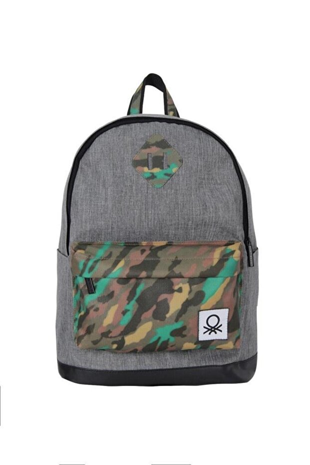 Benetton School Backpack Gray Camouflage