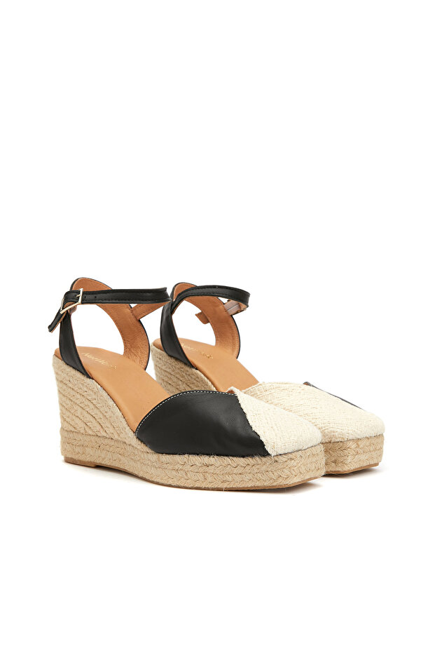 Bej Siyah Kadın Espadril - 1