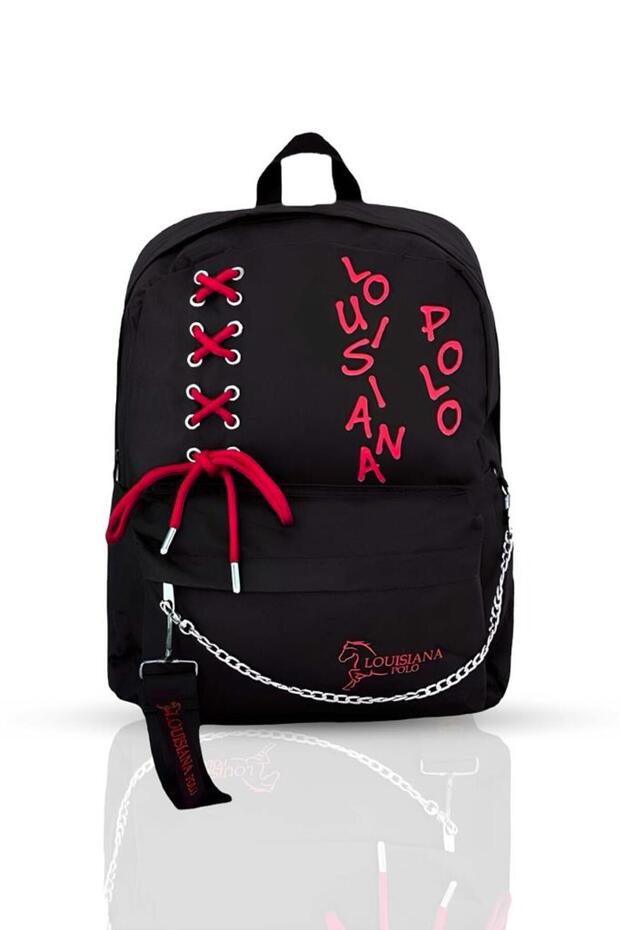 School Bag with Laptop Compartment Black Red 1141