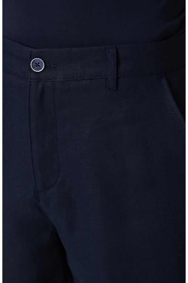 İndigo Keten Chino Şort - 4