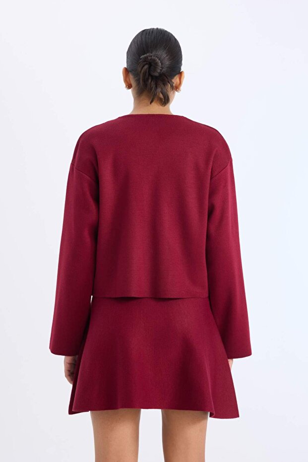 Regular Fit Bisiklet Yaka Düğmeli Triko Hırka E5562AX24CW - 7