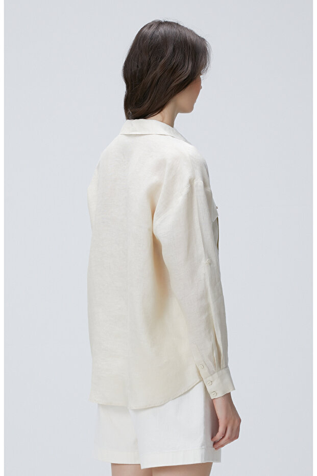 Bej Keten Gömlek - 6