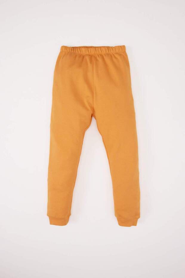 Erkek Bebek Pijama Takımı Bisiklet Yaka Aslan Baskılı Uzun Kollu Üst Beli Lastikli Uzun Alt D7158A5 - 2