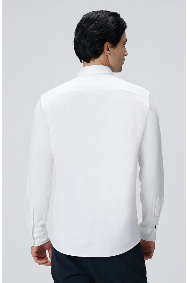 Beyaz N-Tech Fermuarlı Örme Gömlek - 6