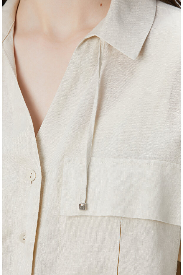 Bej Keten Gömlek - 7