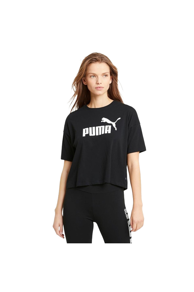 Essentials Cropped Kadın Siyah Günlük Stil T-Shirt 68497201