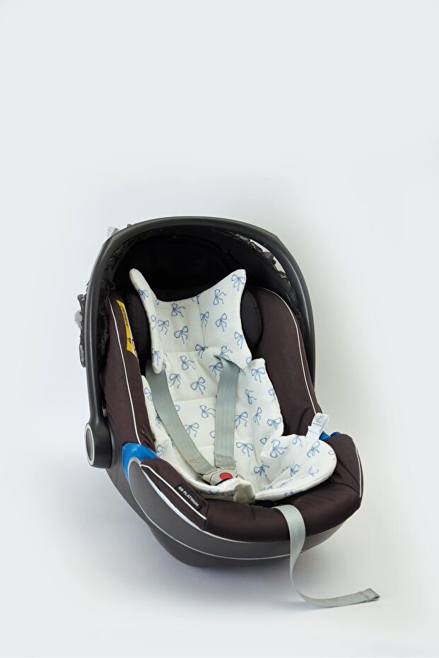 100% Cotton Stroller Cushion - Ribbon/Blue