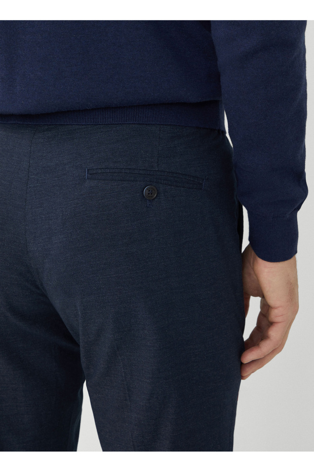 Normal Bel Lastikli Paça Relaxed Lacivert Erkek Pantolon HM212541 - 5