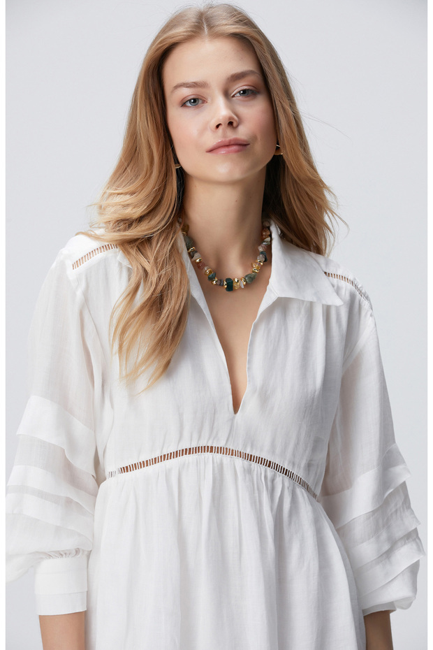 Beyaz Mini Elbise - 2