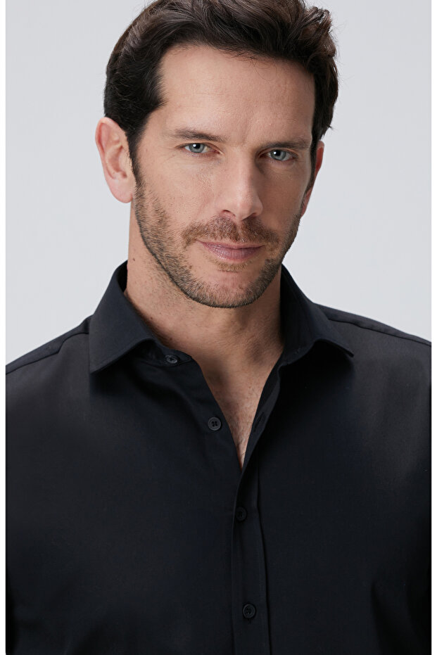 Siyah Saten Gömlek - 6