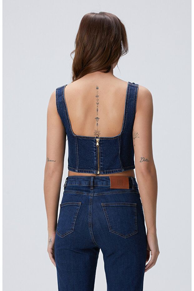 Indigo Denim Bluz - 5