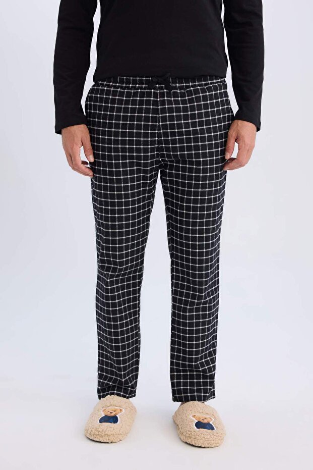 Regular Fit Pijama Takımı Bisiklet Yaka Uzun Kollu Üst Kareli Uzun Alt C6124AX24CW - 5