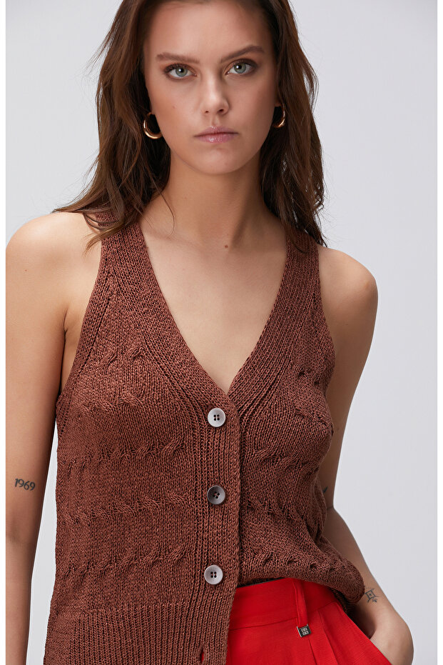 Tarçın Triko Yelek - 1