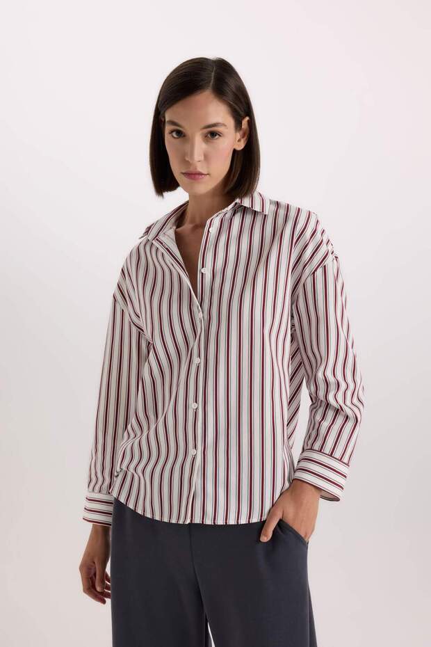 Fall in Love Regular Fit Pijama Yaka Poplin Üst E2351AX24WN - 4