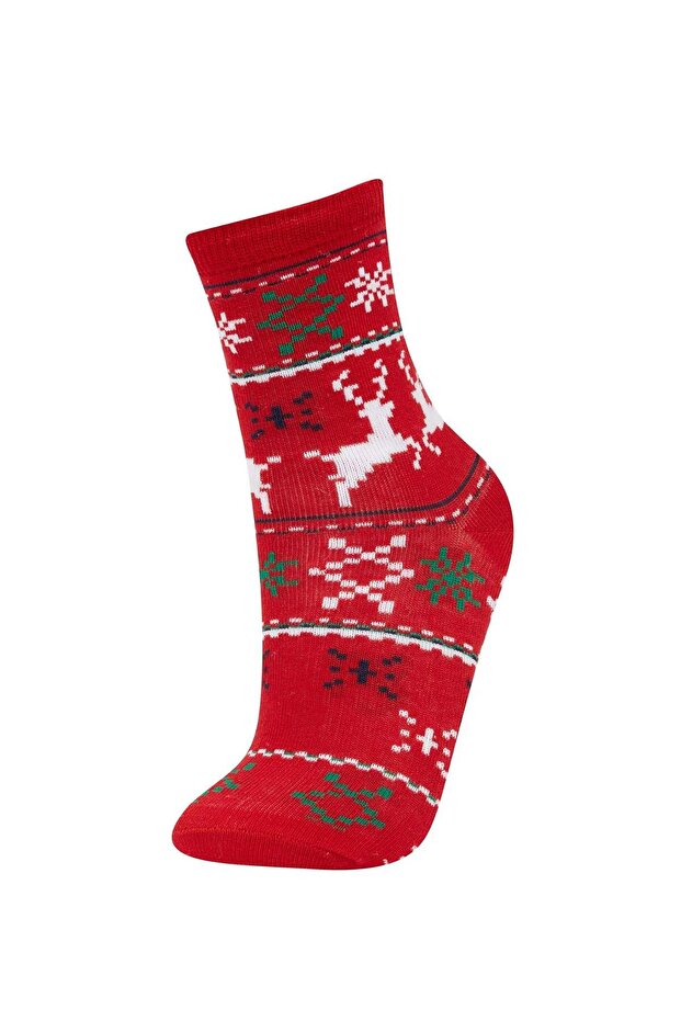 Erkek Çocuk Yılbaşı Temalı 2li Pamuklu Uzun Çorap E2768A8NS - 3