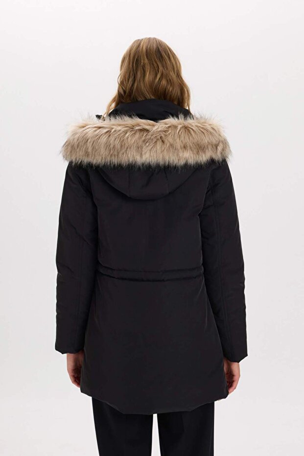 Túlméretes műszőrme kapucnis Parka - Vízlepergető kabát levehető cipzárral - 8