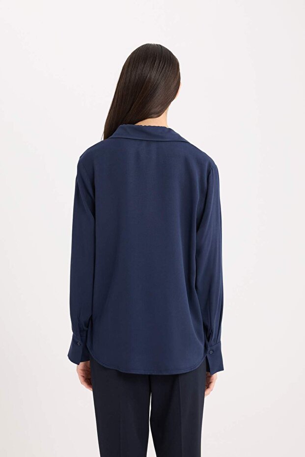 Regular Fit Basic Düz Uzun Kollu Gömlek D9196AX24AU - 6