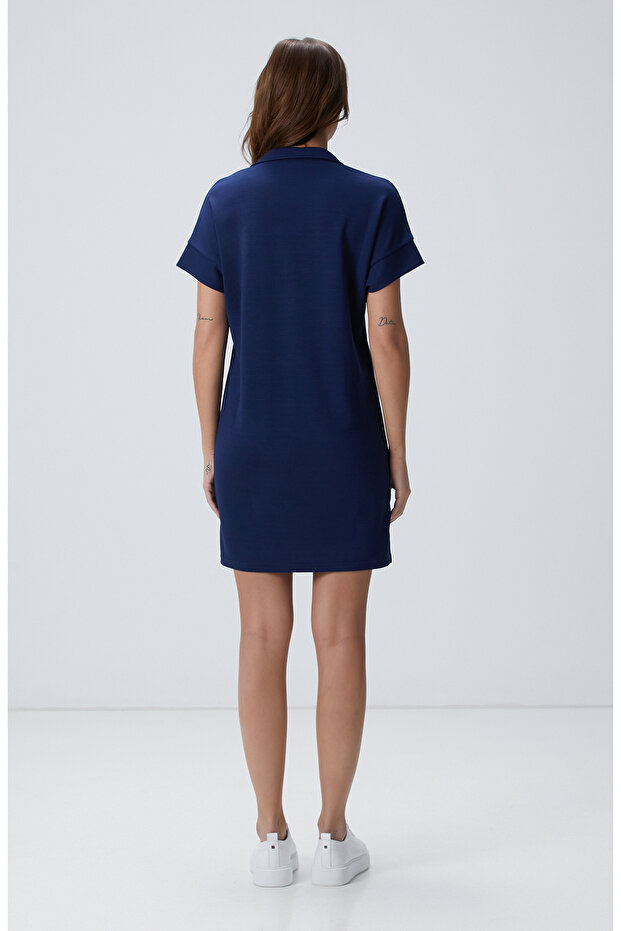 Lacivert Mini Elbise - 5