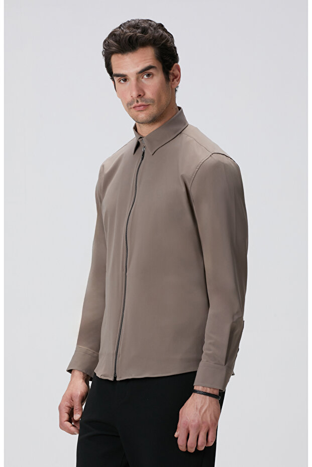 Açık Haki Dış Gömlek - 4