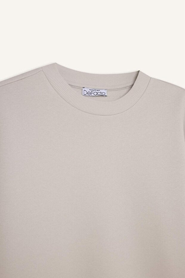 Regular Fit Bisiklet Yaka Kalın Basic Düz Sweatshirt D6645AX24WN - 8