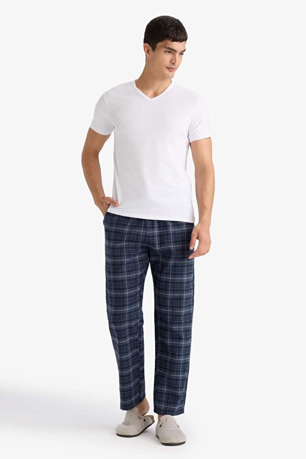 Regular Fit Kareli Cepli Uzun Boy Pijama Altı C6118AX24WN - 1