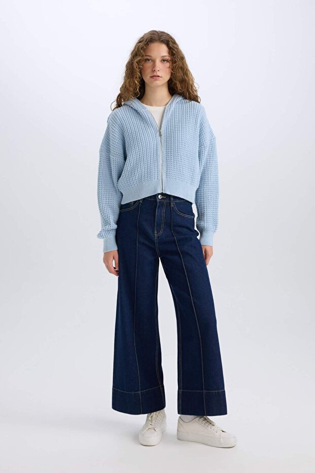 Regular Fit Kapüşonlu Fermuarlı Triko Hırka E2269AXNS - 2