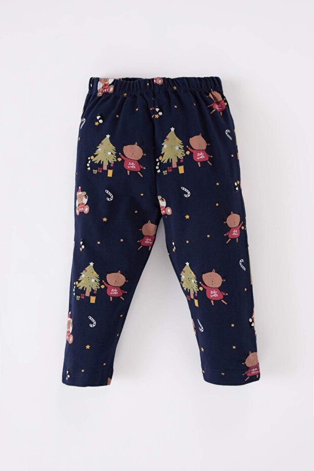 Erkek Bebek Pijama Takımı Yılbaşı Temalı Uzun Kollu Üst Beli Lastikli Uzun Alt D7144A524WN - 2