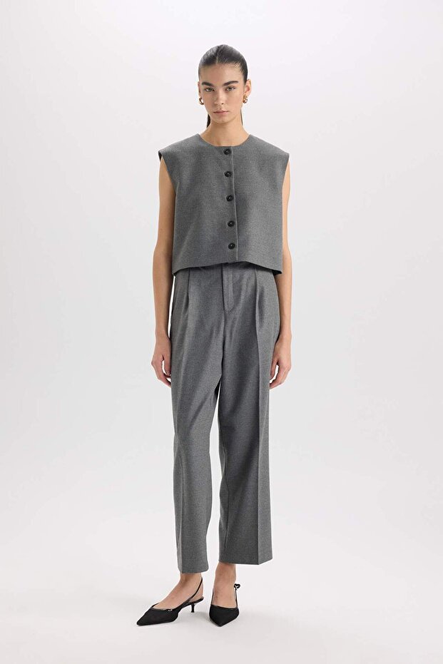 Bisiklet Yaka Basic Düz Düğmeli BlazerYelek E0571AX24AU - 2