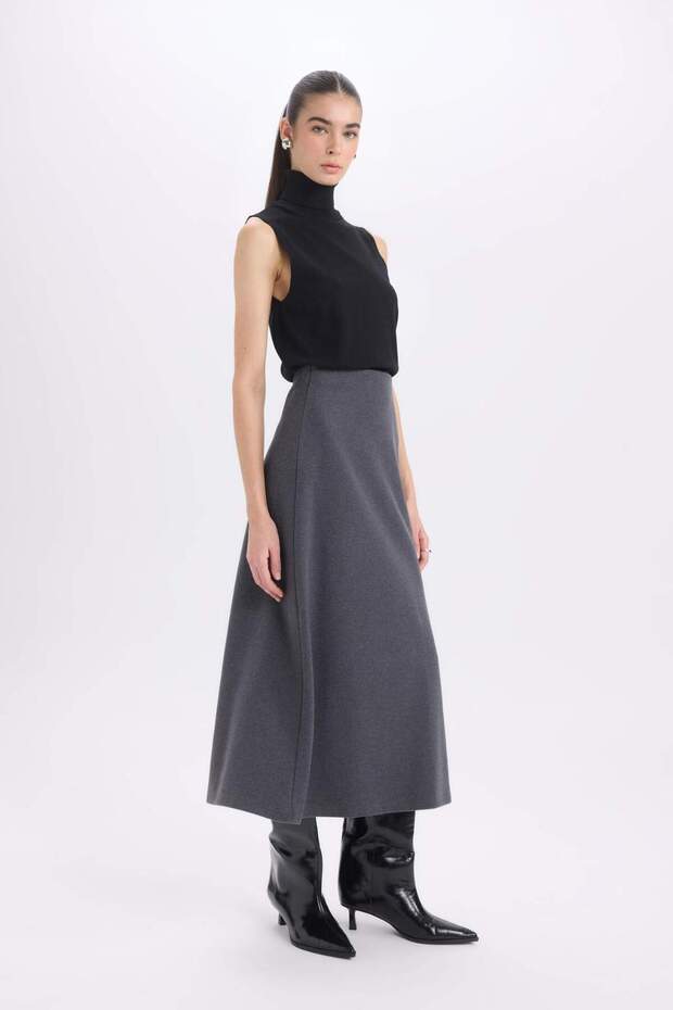 Maxi sukňa s elastickým pásom Basic Plain Regular Waist D5407AX24AU - 2