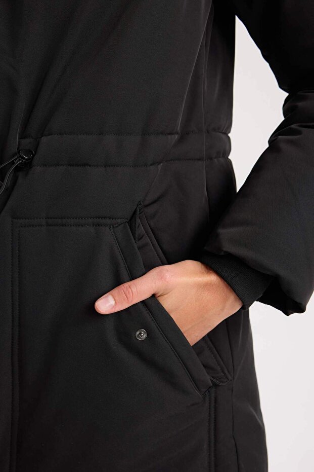 Túlméretes műszőrme kapucnis Parka - Vízlepergető kabát levehető cipzárral - 6