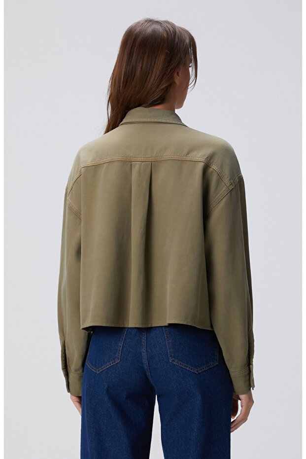 Haki Denim Gömlek - 5