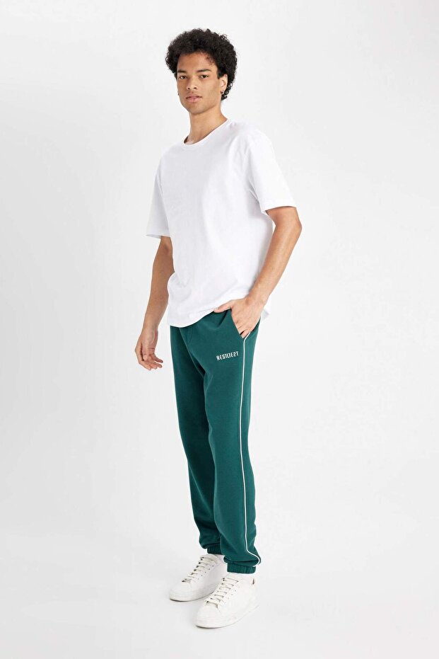 Regular Fit Jogger Eşofman Altı Fleto Cepli Baskılı Beli Bağcıklı Lastikli Paça D2025AX24WN - 5