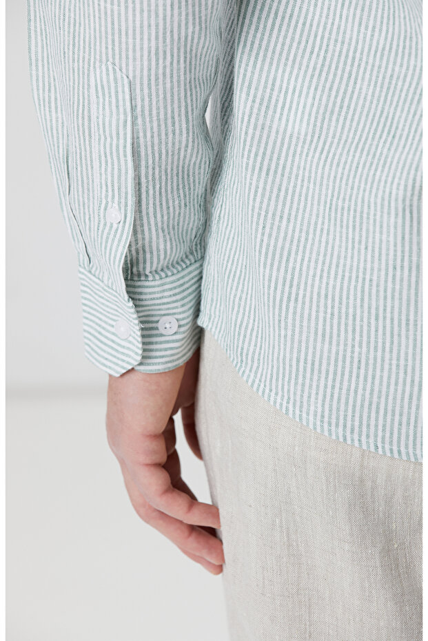 Mint Keten Gömlek - 7